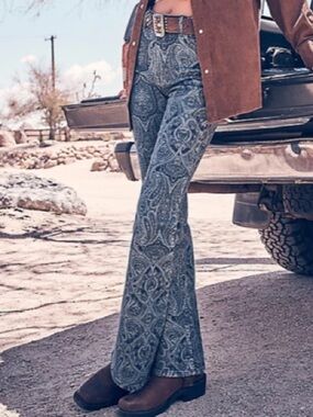 Wrangler High-Rise Fierce Flare Jeans in Paisley